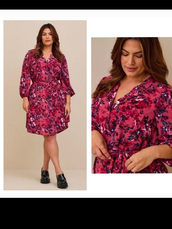 torrid Dresses & Skirts - Torid Pink Fit And Flare Floral Dress Size 4
